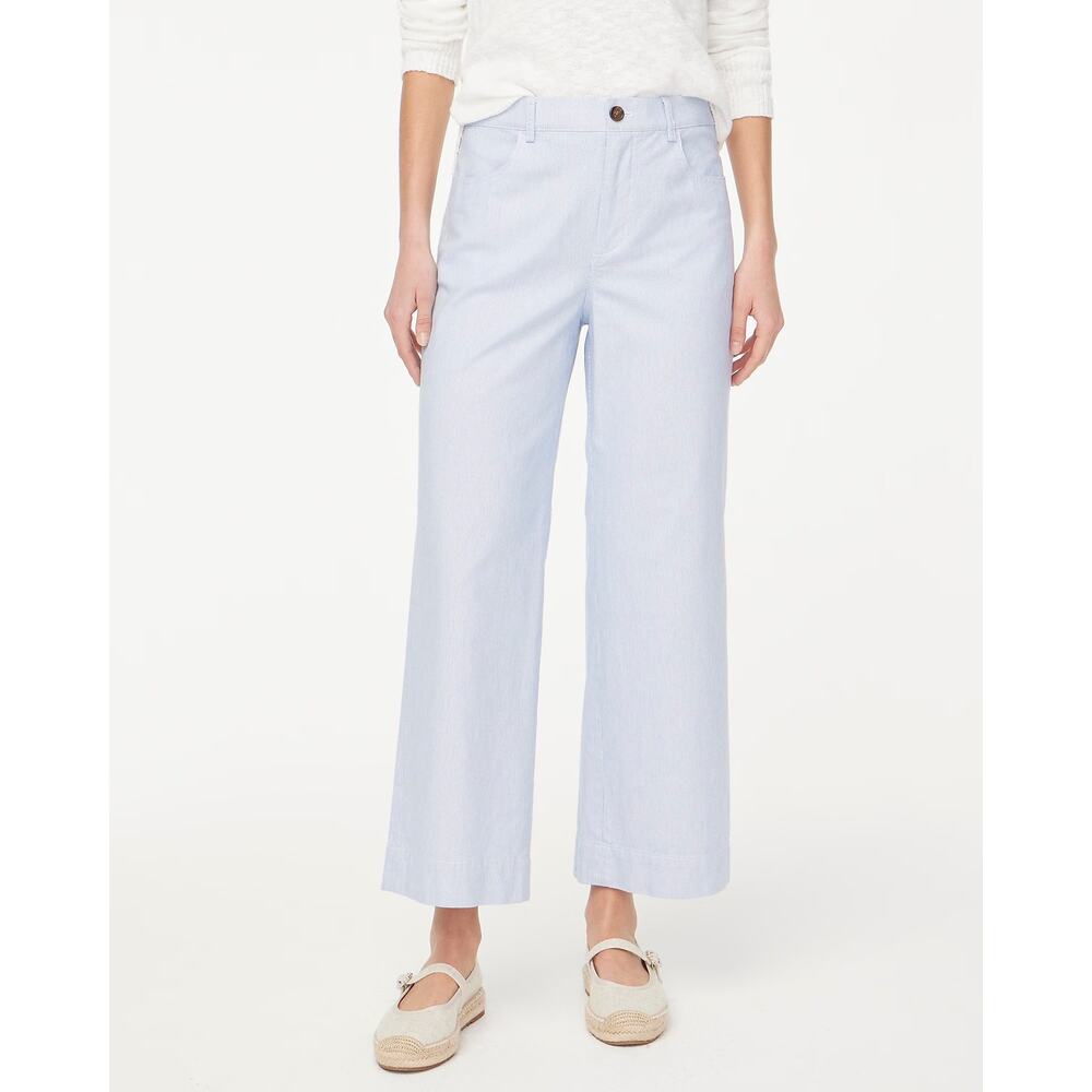 J.Crew Striped High-Rise Wide-Leg Cropped Pant Blue White Stripe Size 29